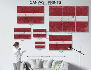 Bella Frye Home & Garden > Decor > Artwork Latvia Flag Wall Art - Vintage Latvia Flag Sign Weathered Wood Style on Canvas