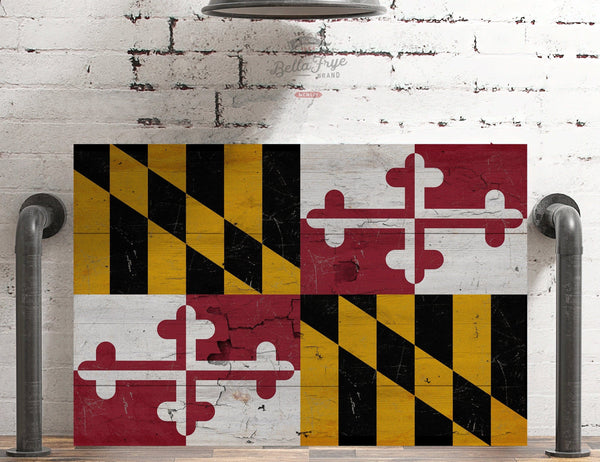 Bella Frye Home & Garden > Decor > Artwork Maryland Flag Wall Art - Vintage State of Maryland Sign