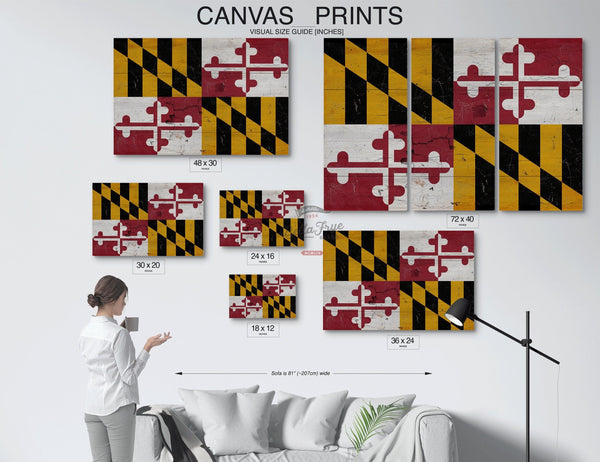 Bella Frye Home & Garden > Decor > Artwork Maryland Flag Wall Art - Vintage State of Maryland Sign