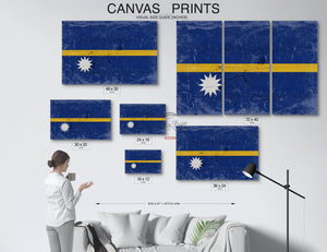 Bella Frye Home & Garden > Decor > Artwork Nauru Flag Wall Art - Vintage Nauru Flag Sign Weathered Wood Style on Canvas