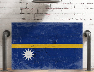 Bella Frye Home & Garden > Decor > Artwork Nauru Flag Wall Art - Vintage Nauru Flag Sign Weathered Wood Style on Canvas