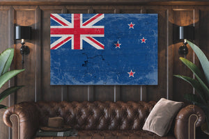 Bella Frye Home & Garden > Decor > Artwork New Zealand Flag Wall Art - Vintage New Zealand Flag Sign Weathered Wood Style on Canvas