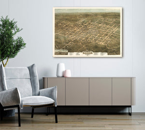 Bella Frye Home & Garden > Decor > Artwork Raleigh North Carolina Vintage Map Wall Art - Bird's Eye View City Canvas Art