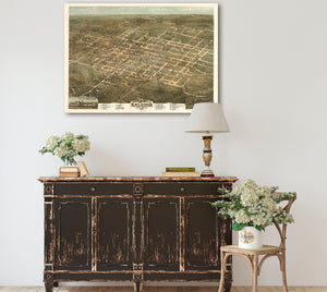Bella Frye Home & Garden > Decor > Artwork Raleigh North Carolina Vintage Map Wall Art - Bird's Eye View City Canvas Art