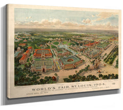 Bella Frye Home & Garden > Decor > Artwork St. Louis World's Fair 1904 Vintage Map Wall Art - Bird's Eye View City Canvas Art
