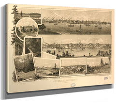 Bella Frye Home & Garden > Decor > Artwork Victoria BC Canada Vintage Map Wall Art - Bird's Eye View City Canvas Art