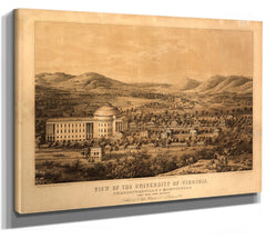 Bella Frye Home & Garden > Decor > Artwork View of University of Virginia Vintage Map Wall Art - Bird's Eye View City Canvas Art