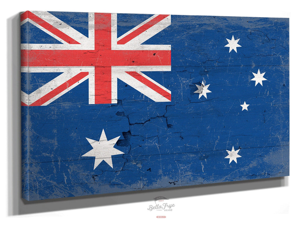 Bella Frye Home & Garden > Decor > Artwork Vintage Australia Wall Art - Australian Flag Sign on Canvas