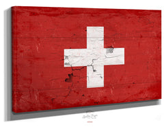 Bella Frye Home & Garden > Decor > Artwork Vintage Switzerland Wall Art - Rustic Wood Look on Canvas Print