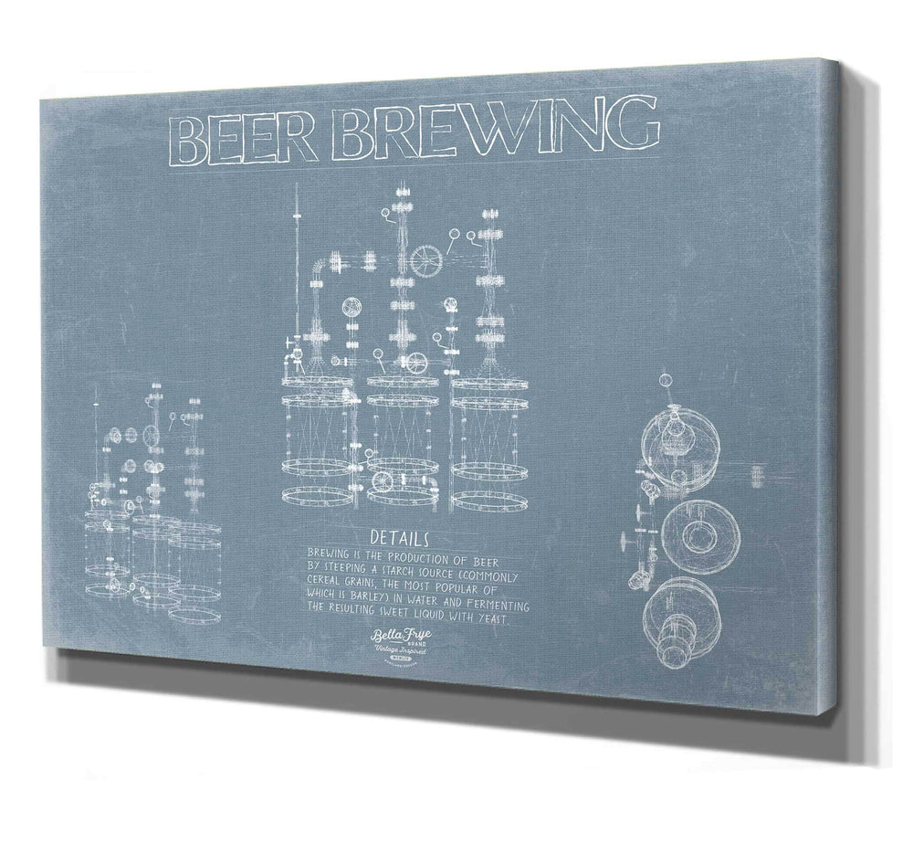 Bella Frye Beer Brewing Blueprint Wall Art - Original Beermaking Print