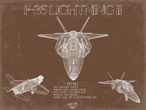 Bella Frye F-35 Lightning II Aircraft Blueprint Wall Art - Original Fighter Plane Print