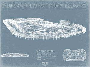 Bella Frye Indianapolis Speedway Blueprint Wall Art - Original Racetrack Print