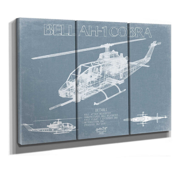 Bella Frye Bell AH-1 Cobra Helicopter Blueprint Wall Art - Original Aviation Print