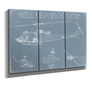 Bella Frye Bell UH-1 Iroquois Helicopter Blueprint Wall Art - Original Aviation Print