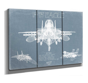 Bella Frye F-15 Eagle Aircraft Blueprint Wall Art - Original Fighter Plane Print