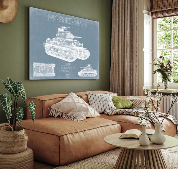 Bella Frye M4 Sherman Tank Blueprint Wall Art - Original Military Print