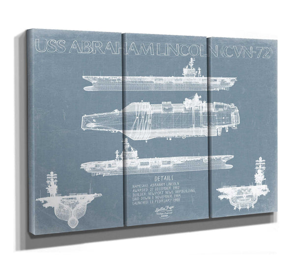 Bella Frye USS Abraham Lincoln CVN-72 Blueprint Wall Art - Original Carrier Print