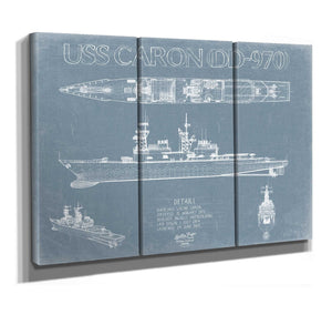 Bella Frye USS Caron DD-970 Blueprint Wall Art - Original Carrier Print