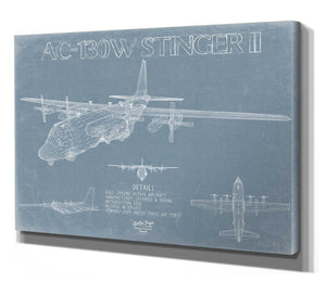 Bella Frye AC-130W Stinger II Aircraft Blueprint Wall Art - Original Aviation Plane Print