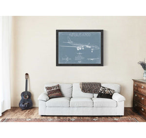 Bella Frye Airbus A300 Aircraft Blueprint Wall Art - Original Aviation Plane Print