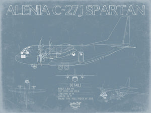 Bella Frye Alenia-C-27J-Spartan Aircraft Blueprint Wall Art - Original Aviation Plane Print