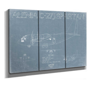 Bella Frye Alenia-C-27J-Spartan Aircraft Blueprint Wall Art - Original Aviation Plane Print