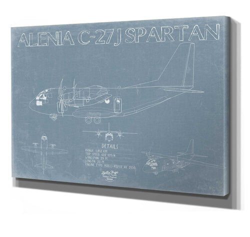 Bella Frye Alenia-C-27J-Spartan Aircraft Blueprint Wall Art - Original Aviation Plane Print