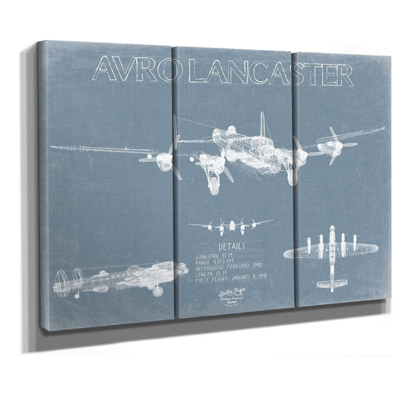 Bella Frye Avro Lancaster Aircraft Blueprint Wall Art - Original Aviation Plane Print