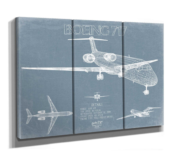 Bella Frye Boeing 717 Aircraft Blueprint Wall Art - Original Aviation Plane Print