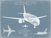Bella Frye Boeing 737 Aircraft Blueprint Wall Art - Original Aviation Plane Print