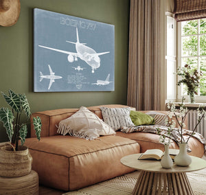 Bella Frye Boeing 737 Aircraft Blueprint Wall Art - Original Aviation Plane Print