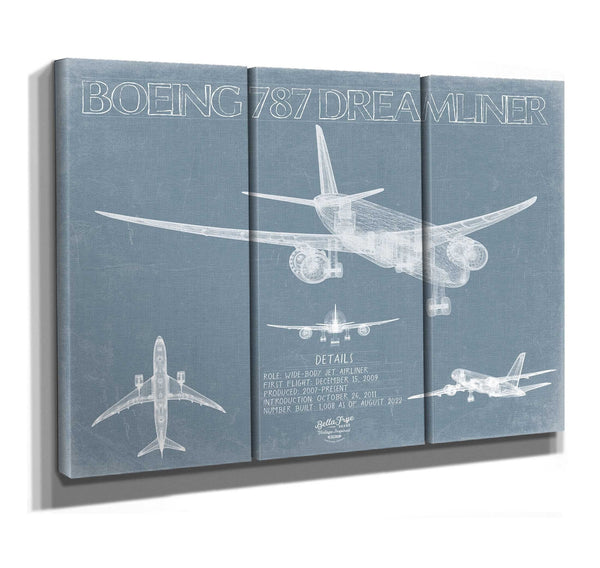 Bella Frye Boeing 787 Dreamliner Aircraft Blueprint Wall Art - Original Aviation Plane Print