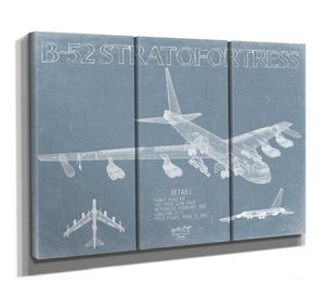 Bella Frye B-52 Stratofortress Aircraft Blueprint Wall Art - Original Aviation Plane Print