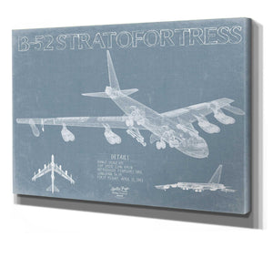 Bella Frye 14" x 11" / Stretched Canvas Wrap B-52 Stratofortress Aircraft Blueprint Wall Art - Original Aviation Plane Print