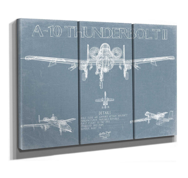 Bella Frye A-10 Thunderbolt II Aircraft Blueprint Wall Art - Original Aviation Plane Print