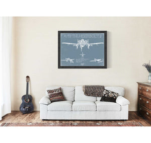 Bella Frye A-10 Thunderbolt II Aircraft Blueprint Wall Art - Original Aviation Plane Print