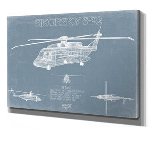 Bella Frye Sikorsky S-92 Helicopter Blueprint Wall Art - Original Aviation Print