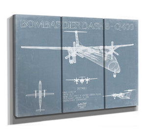 Bella Frye Bombardier Dash 8 Q400 Aircraft Blueprint Wall Art - Original Aviation Plane Print