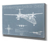 Bella Frye 14" x 11" / Stretched Canvas Wrap Bombardier Dash 8 Q400 Aircraft Blueprint Wall Art - Original Aviation Plane Print