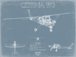 Bella Frye Cessna 150 Aircraft Blueprint Wall Art - Original Airplane Print