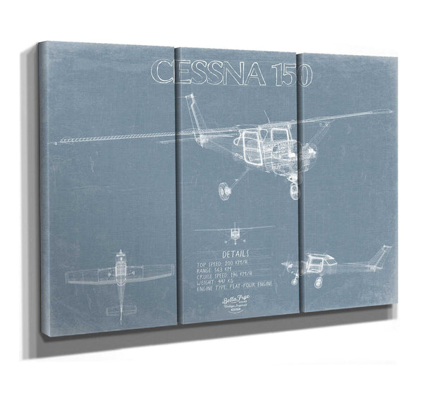 Bella Frye Cessna 150 Aircraft Blueprint Wall Art - Original Airplane Print