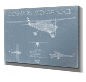 Bella Frye 14" x 11" / Stretched Canvas Wrap Cessna 162 Skycatcher Aircraft Blueprint Wall Art - Original Airplane Print