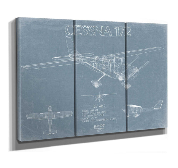 Bella Frye Cessna 172 Aircraft Blueprint Wall Art - Original Airplane Print