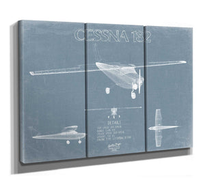 Bella Frye Cessna 182 Skylane Aircraft Blueprint Wall Art - Original Airplane Print