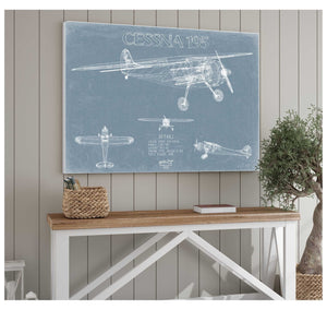 Bella Frye Cessna 195 Aircraft Blueprint Wall Art - Original Airplane Print