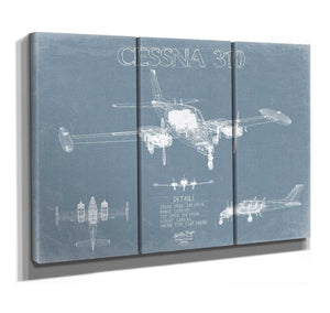 Bella Frye Cessna 310 Aircraft Blueprint Wall Art - Original Airplane Print