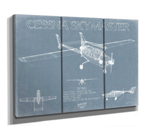 Bella Frye Cessna 337 Skymaster Aircraft Blueprint Wall Art - Original Airplane Print