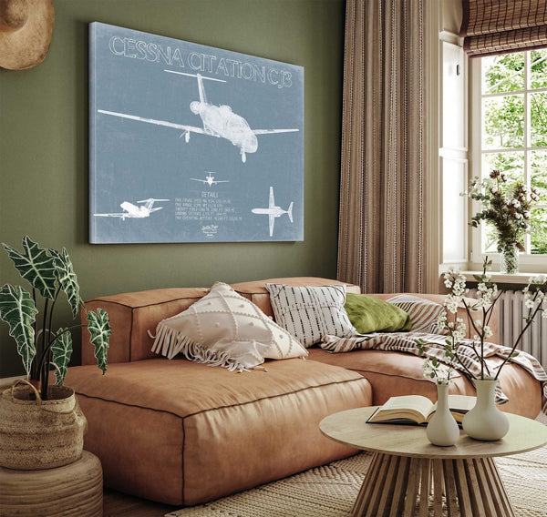 Bella Frye Cessna Citation CJ3 Aircraft Blueprint Wall Art - Original Airplane Print