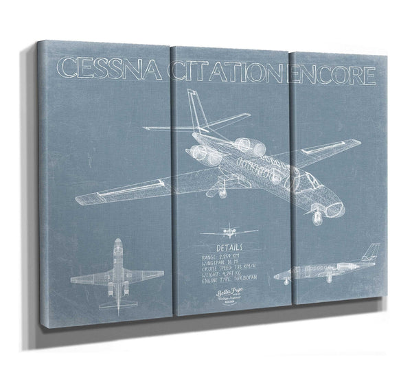 Bella Frye Cessna Citation Encore Aircraft Blueprint Wall Art - Original Airplane Print