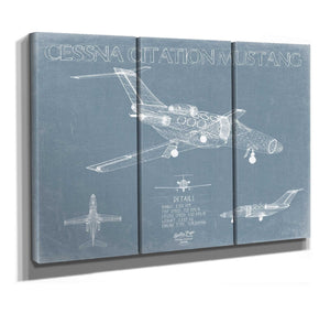 Bella Frye Cessna Citation Mustang Aircraft Blueprint Wall Art - Original Airplane Print